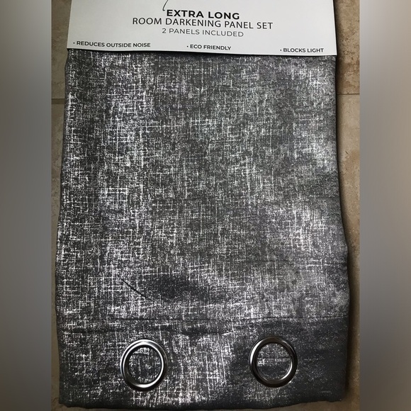 NWT Madeline Room Darkening Extra Long 96in Panel Set Decor Drapes - Charcoal - Picture 4 of 8